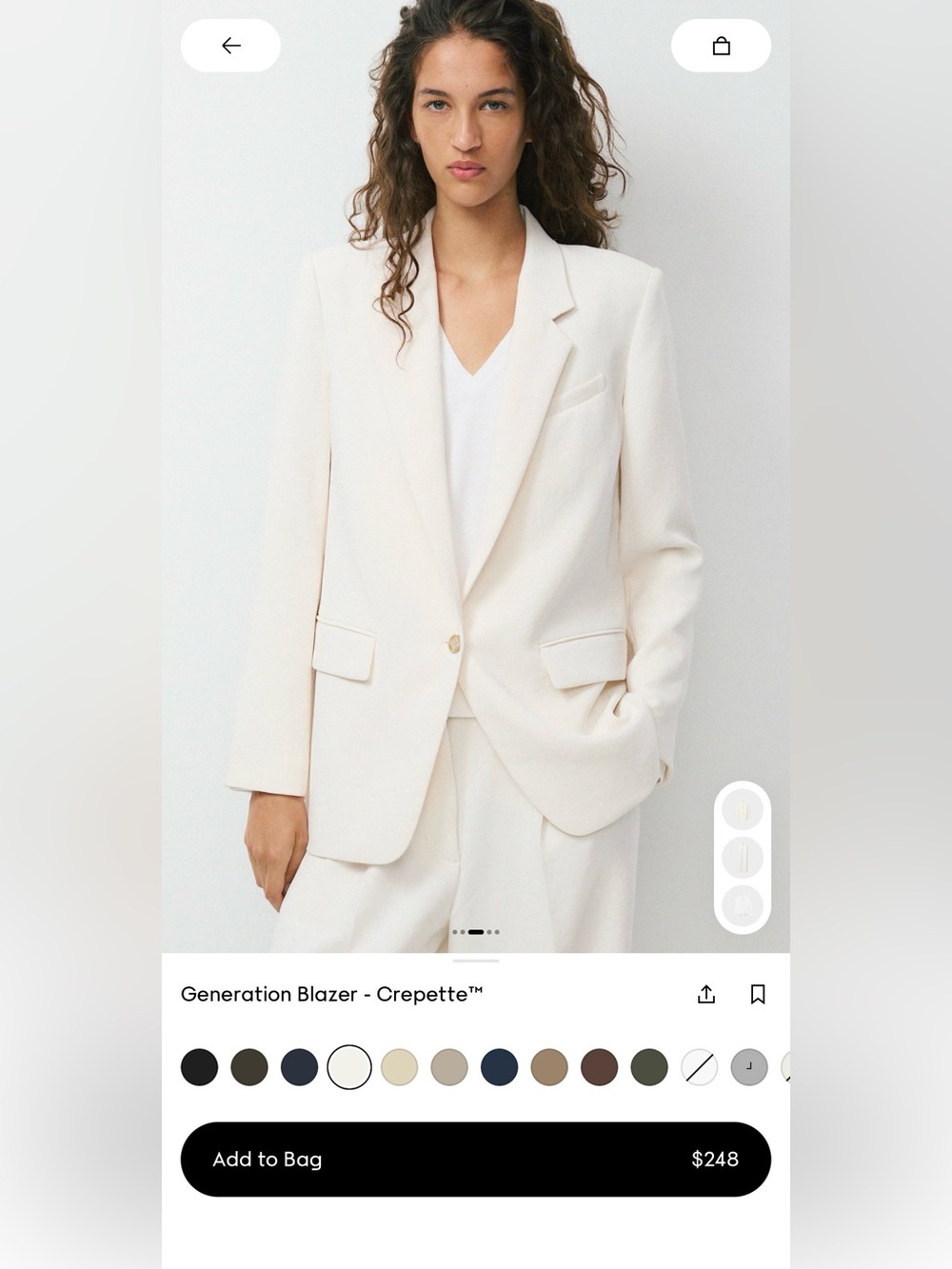 Aritzia Cream Single-Button Blazer